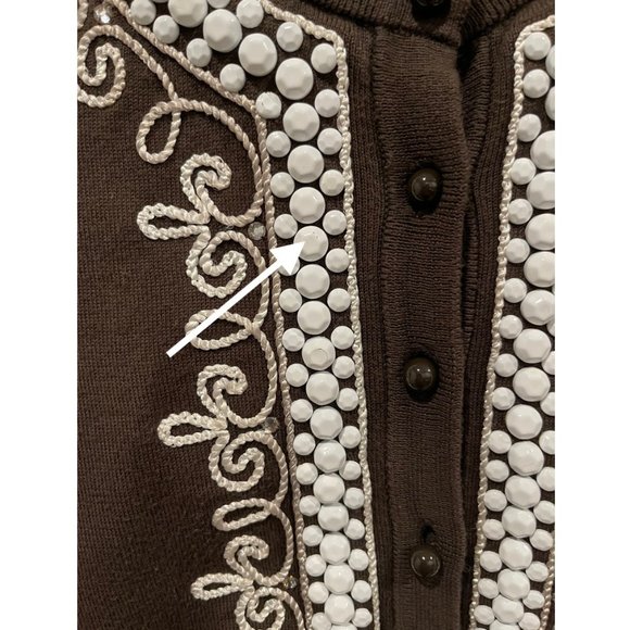 KATE SPADE Beaded Brown Cardigan - Picture 6 of 7